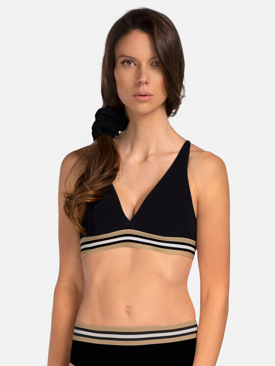 Miss Lou Miss Lou Bikini pezzo sopra G-AB1-CZ Nero