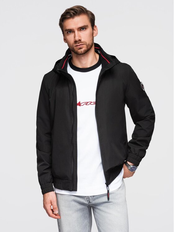 Ombre Ombre Kurtka przejściowa OM-JANP-0222 Czarny Regular Fit