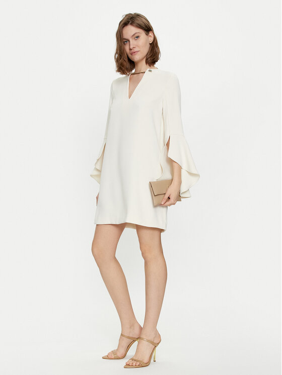 TWINSET TWINSET Cocktail obleka 241TP2292 Écru Straight Fit
