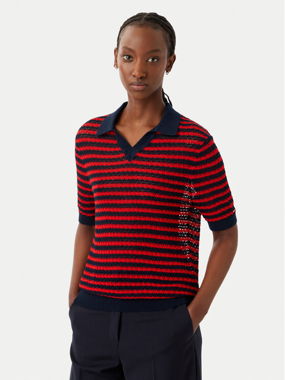 Tommy Hilfiger Tricou polo Pointelle WW0WW50060 Roșu Regular Fit