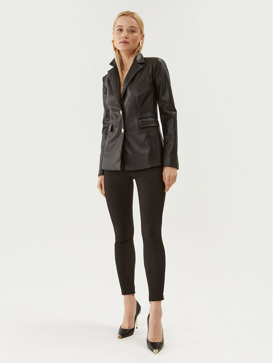 Rinascimento Rinascimento Medžiaginės kelnės CFC0116017003 Juoda Slim Fit