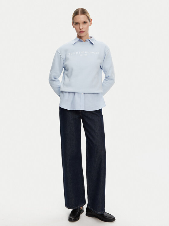 Tommy Hilfiger Tommy Hilfiger Bluză WW0WW39791 Albastru celest Relaxed Fit