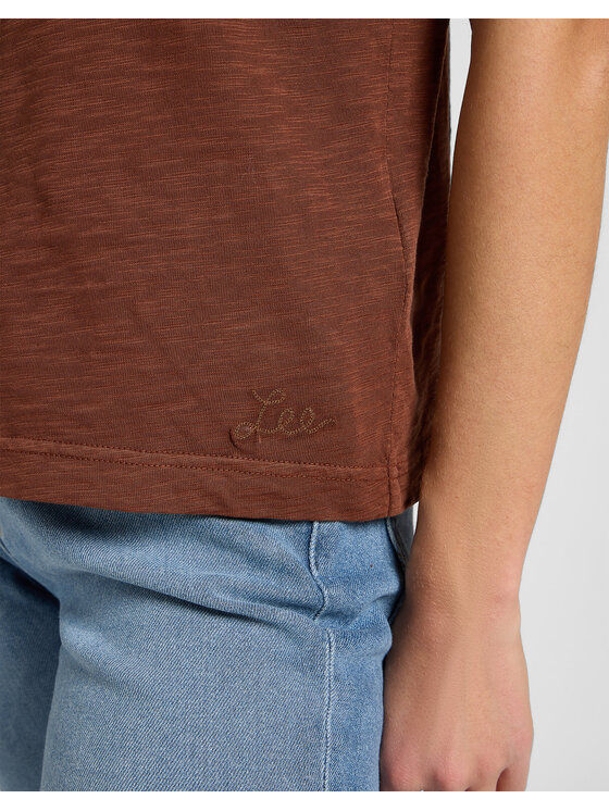 Lee Lee T-Shirt Perfect Tee Brązowy Regular Fit