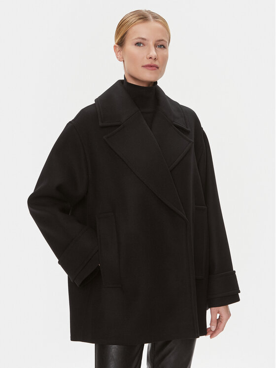 IVY OAK Palton de lână Carly IO1123F1119 Negru Oversize