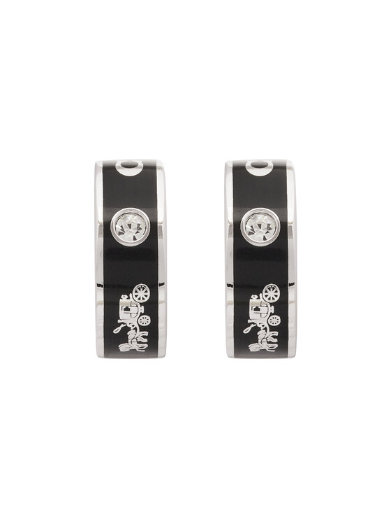 Coach Coach Сережки Enamel Horse & Carriage Hoop Earrings 37479036RHO003 Чорний
