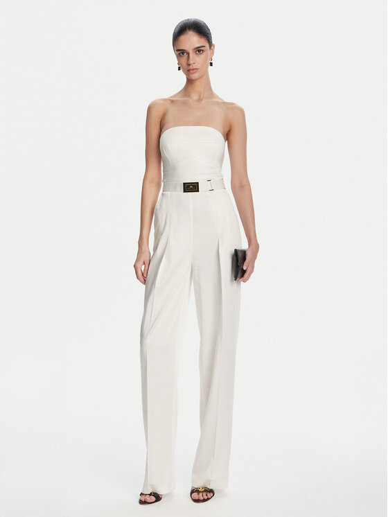 Elisabetta Franchi Elisabetta Franchi Kombinezon TU05152E2 100 Écru Regular Fit