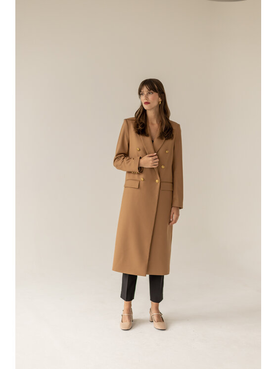 Entelier Entelier Trencz trencz dwurzędowy Beżowy Comfortable Fit