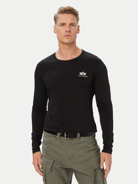 Alpha Industries Тениска с дълъг ръкав Basic Small Logo 198517 Черен Regular Fit