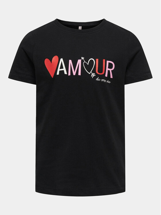 Kids ONLY Tricou Loovi 15317866 Negru Regular Fit