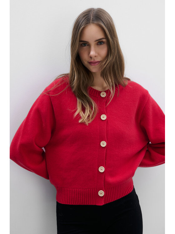 Fobya Fobya Kardigan F2114 Czerwony Basic Fit