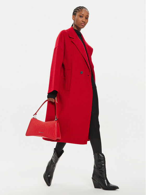 ViCOLO ViCOLO Vilnonis paltas TS0006 Raudona Regular Fit