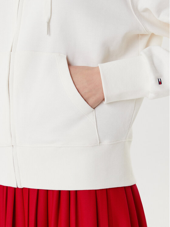 Tommy Hilfiger Tommy Hilfiger Džemperis ar kapuci Script WW0WW45742 Écru Regular Fit