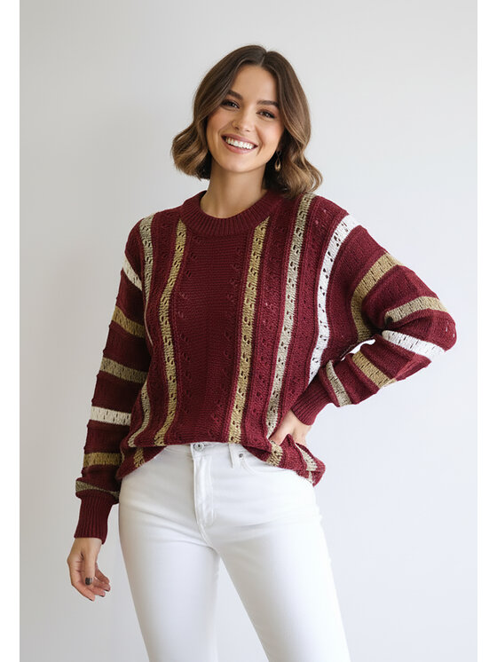 FIGL FIGL Sveter M1276 Bordová Regular Fit