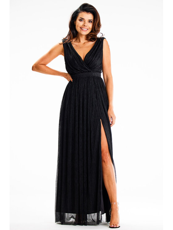 Awama Awama Sukienka wieczorowa A625 Czarny Basic Fit