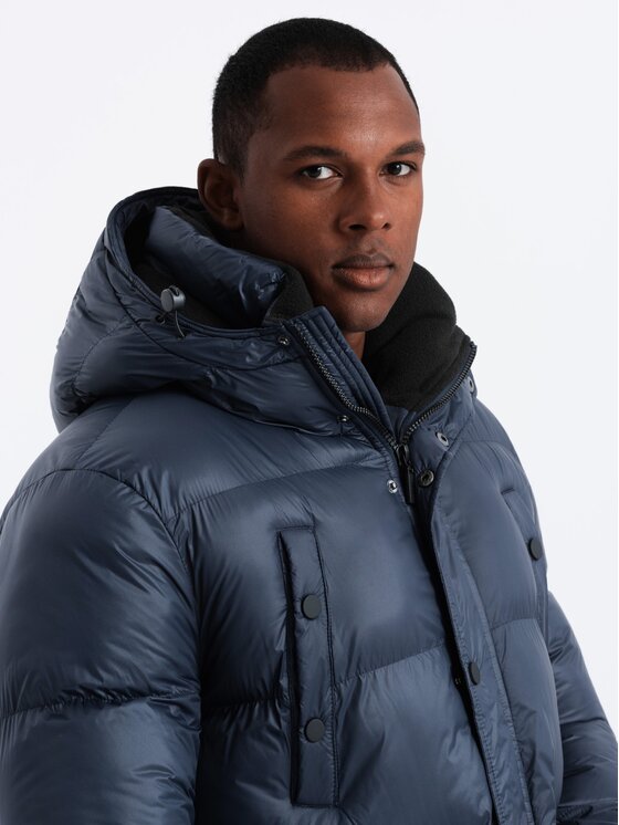 Ombre Ombre Kurtka zimowa OM-JALJ-0186 Granatowy Regular Fit