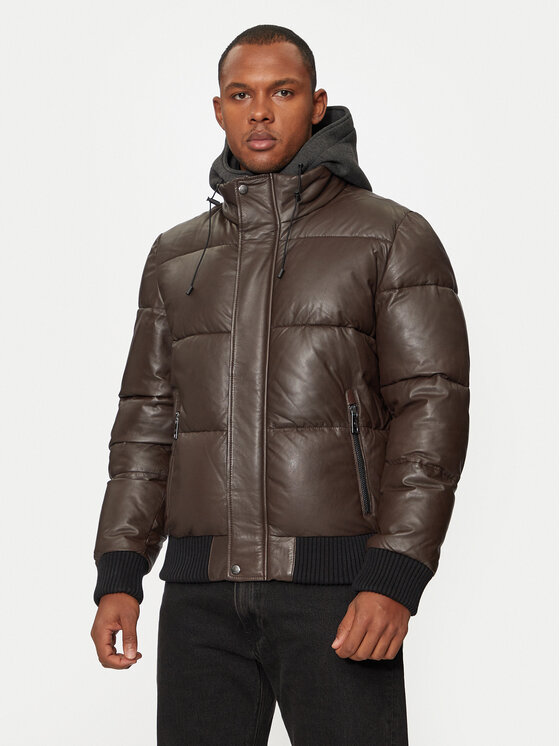 Milestone Milestone Geacă de piele Wesley 431040 21085 Maro Regular Fit