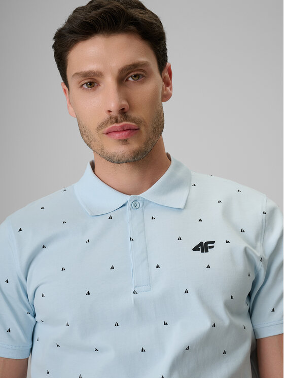 4F 4F Polo COMMERCIAL Niebieski jasny Regular Fit