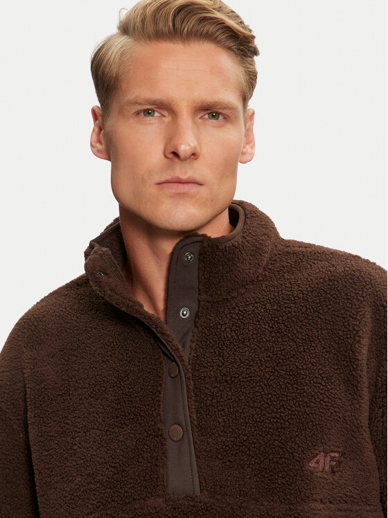 4F 4F Felpa di pile 4FWAW24TFLEM251 Marrone Regular Fit