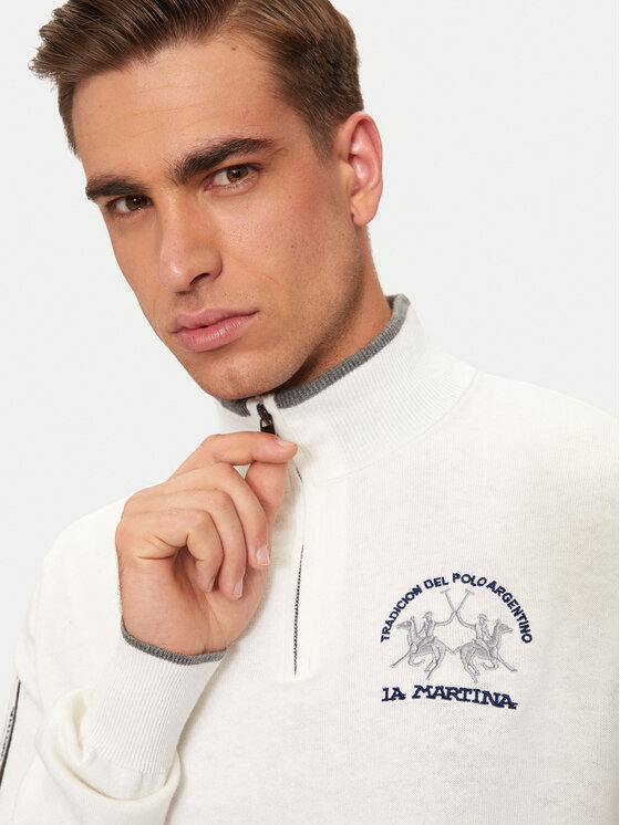 La Martina La Martina Pulover ZMS314 YW120 Écru Regular Fit