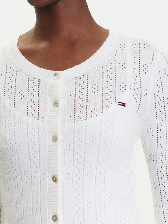 Tommy Jeans Tommy Jeans Kardigán Pointelle DW0DW20966 Biela Regular Fit
