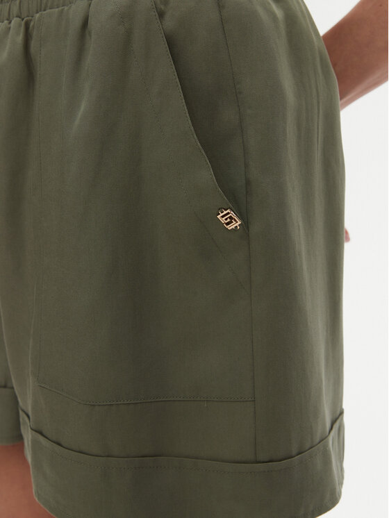 Gaudi Gaudi Kratke hlače iz tkanine 511BD25009 Zelena Relaxed Fit