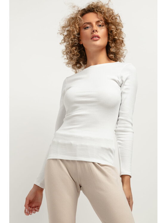 Tessita Tessita Bluzka T387 Biały Straight Fit