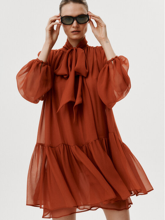 MARI PRETI MARI PRETI Abito da cocktail Romena Marrone Regular Fit