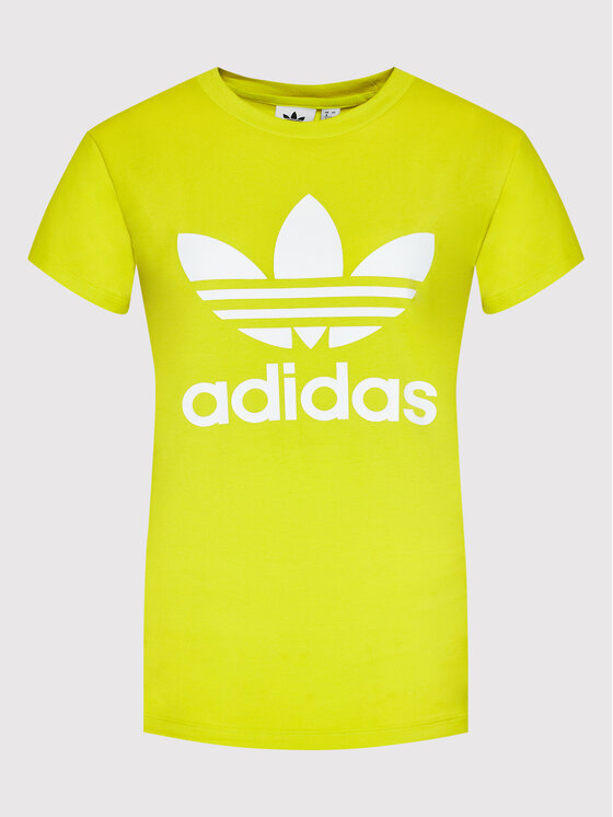 Yellow adidas online trefoil t shirt