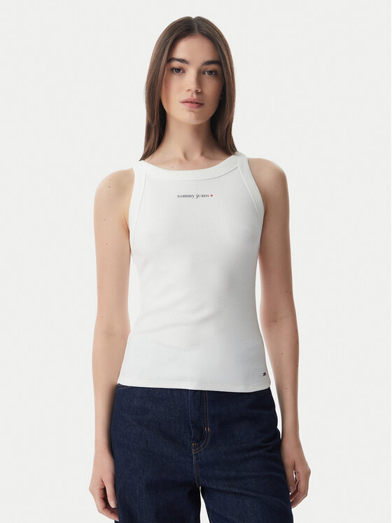 Tommy Jeans Top Ess Logo DW0DW22806 Crem Slim Fit