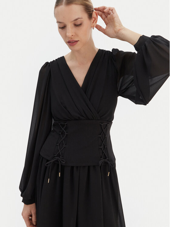 Rinascimento Rinascimento Koktejlové šaty CFC0126603003 Černá Regular Fit