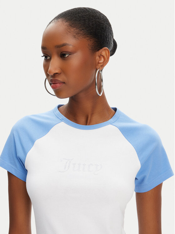 Juicy Couture Juicy Couture Tričko Contrast JCWCT125307 Biela Slim Fit