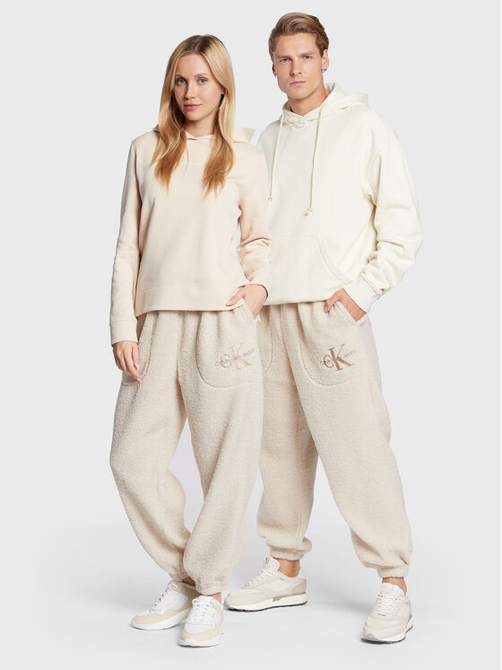 Calvin Klein Jeans Calvin Klein Jeans Bavlnené nohavice Unisex J40J400187 Béžová Regular Fit