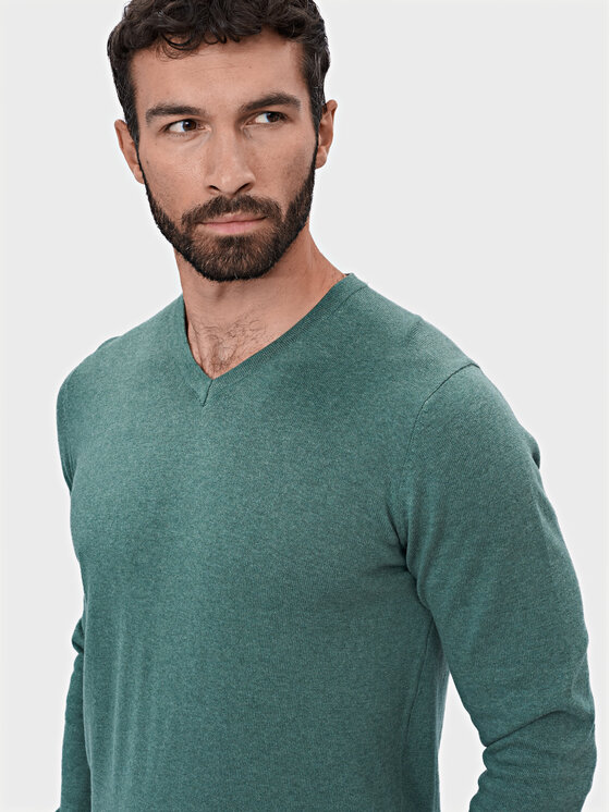 Evenemen Evenemen Sweter V-NECK GREEN Zielony Slim Fit