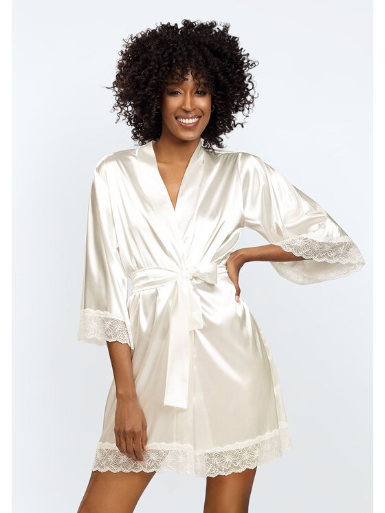 DKaren Lingerie Damski Szlafrok, rozmiar XL, Kremowy, Sauda