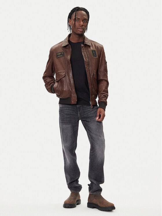 Aeronautica Militare Aeronautica Militare Usnjena jakna 252PN0895U100839 Rjava Regular Fit