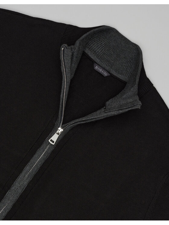 Borgio Borgio Kardigan casazza_c Czarny Slim Fit
