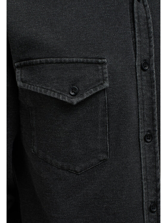 Mustang Mustang Camicia CLEMENS KNIT TERRY SHIRT Nero Regular Fit