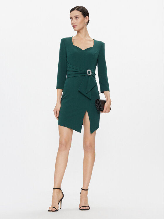Rinascimento Rinascimento Kokteilinė suknelė CFC0116131003 Žalia Slim Fit
