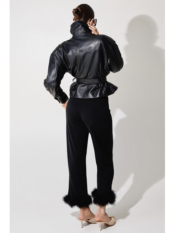 Mimika Mimika Kurtka skórzana Boss Jacket absolute black Czarny Oversize
