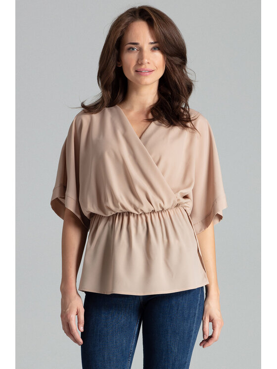 Lenitif Lenitif Bluzka L063 Beżowy Regular Fit