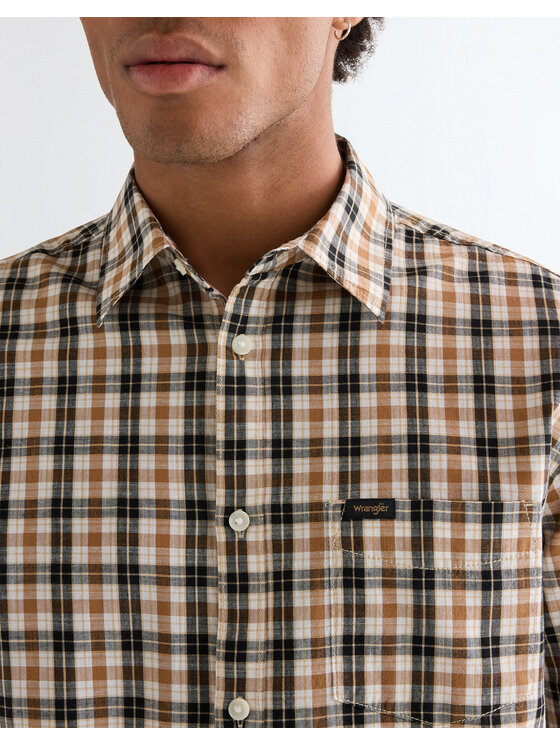 Wrangler Wrangler Koszula SS 1 PKT SHIRT Czerwony Regular Fit