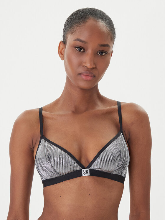 HUGO Podprsenka Bralette Plisse 50549909 Strieborná
