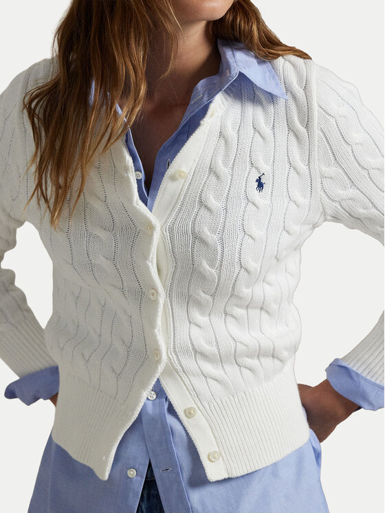 Polo Ralph Lauren Polo Ralph Lauren Pletena jopica 211891643001 Bela Regular Fit