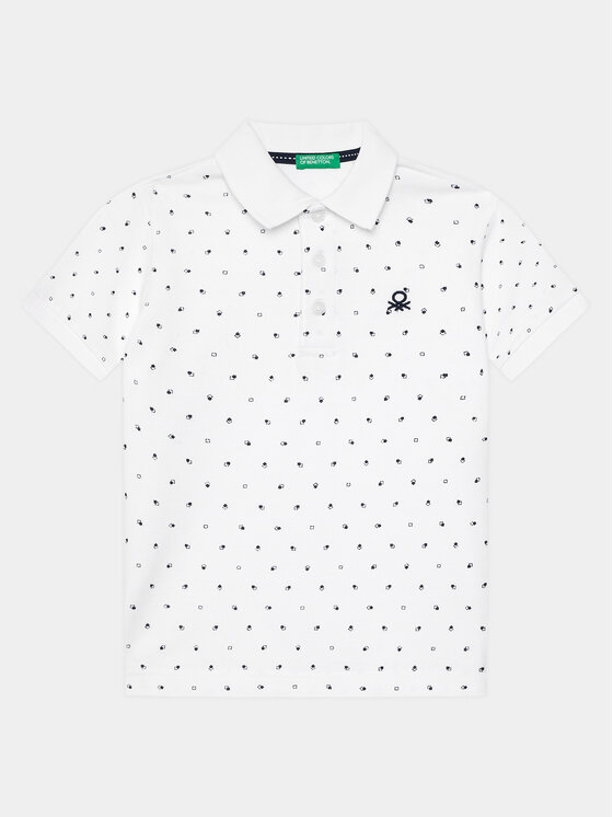 United Colors Of Benetton Tricou polo 38YVC301C Alb Slim Fit