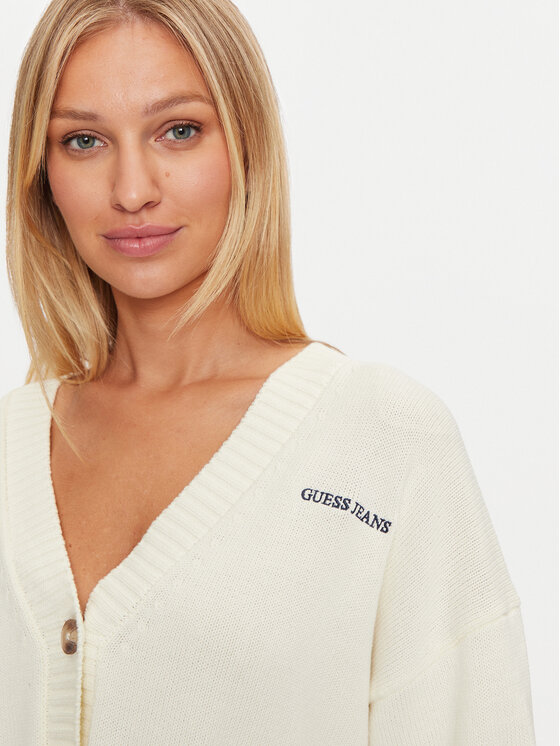 Guess Jeans Guess Jeans Strickjacke W4BR81 Z3HM1 Écru Regular Fit