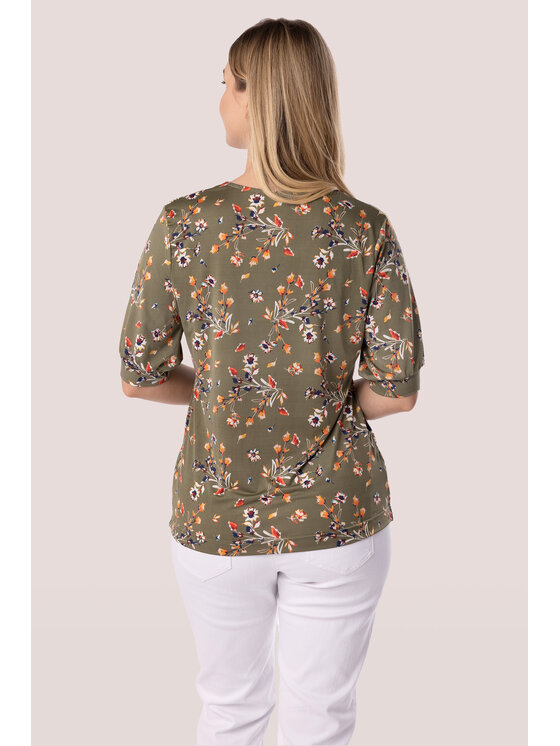QUIOSQUE QUIOSQUE Bluzka KHAKI FLOWER BLOUSE Zielony Regular Fit