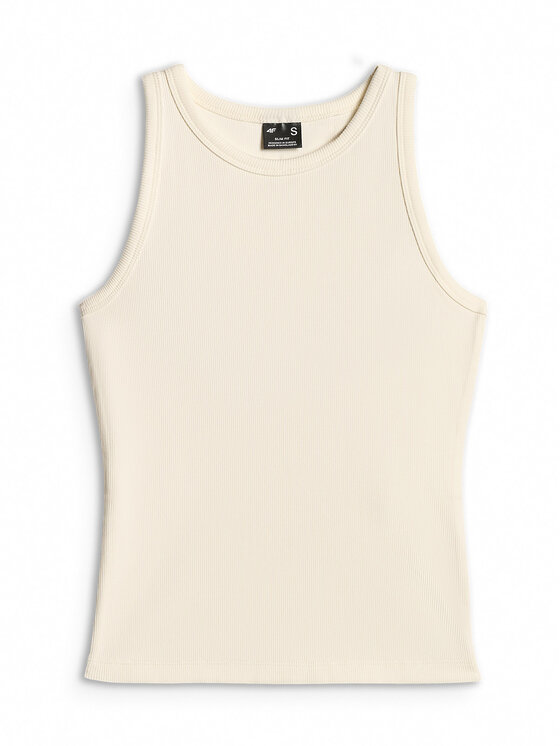 4F 4F Tank top ESSENTIAL Kremowy Slim Fit