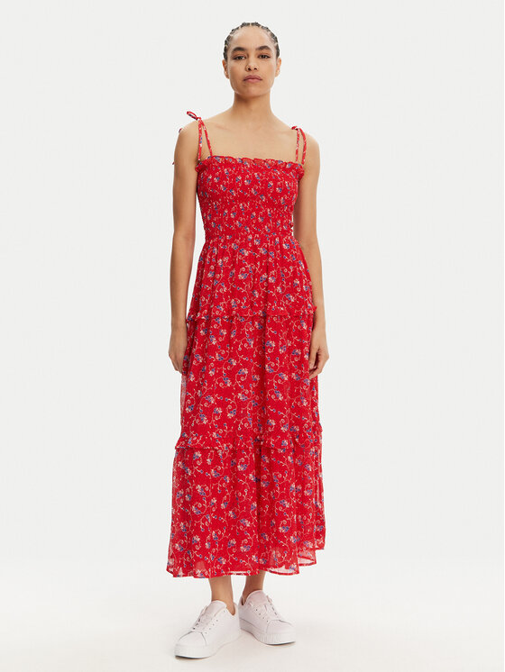Tommy Jeans Tommy Jeans Rochie de vară DW0DW20339 Roșu Regular Fit