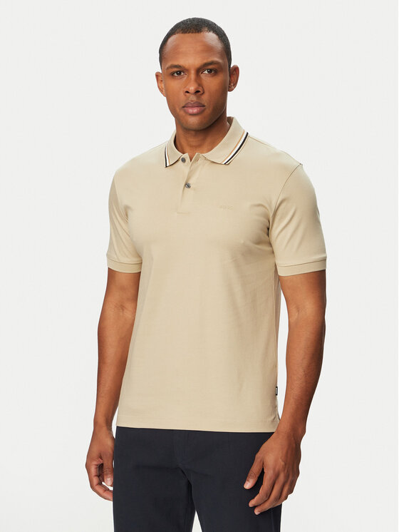 BOSS BOSS Тениска с яка и копчета Penrose 38 50469360 Бежов Slim Fit