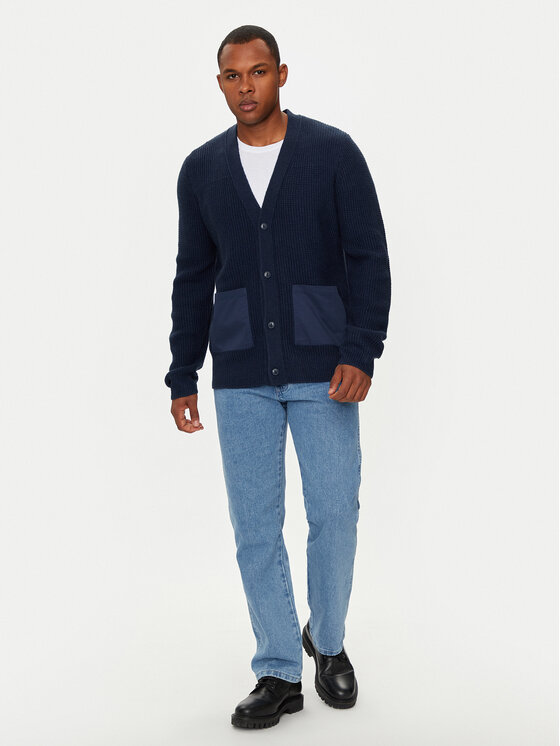 Wrangler Wrangler Kardigan 112357288 Granatowy Relaxed Fit